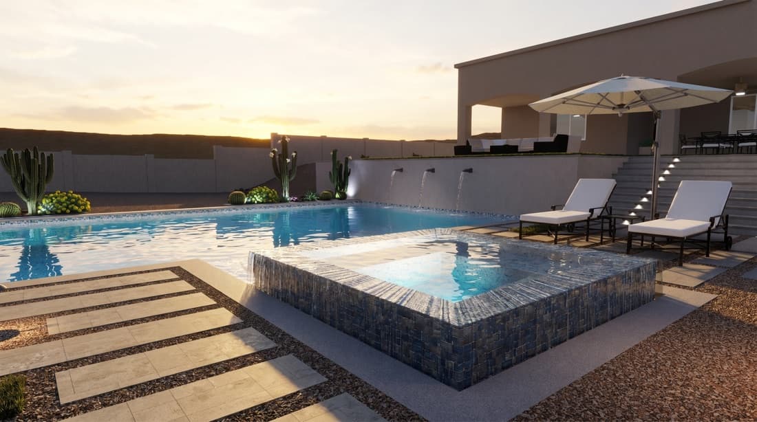 3D rendering of a custom pool design by DIY Pools & Spas