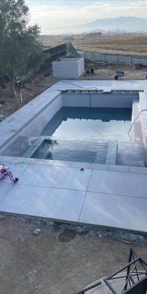 Ashley Williams's post with photos of their finished pool